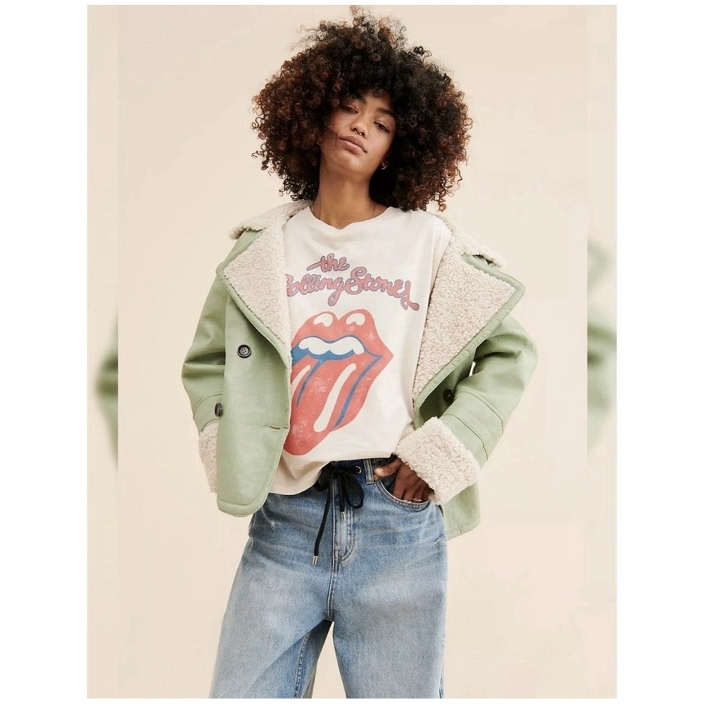 Free People We The Free Kaja Vegan Bonded Jacket Women's Size Large Boho Green